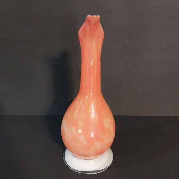 Mid Century Modern Orange Glass Pitcher Vase - Picture 4 of 7